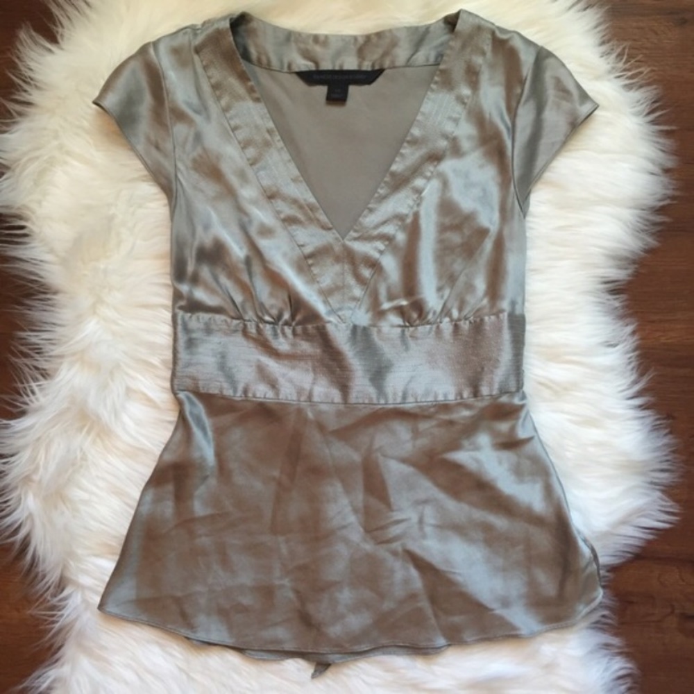 Express Silver Gray V-neck Blouse